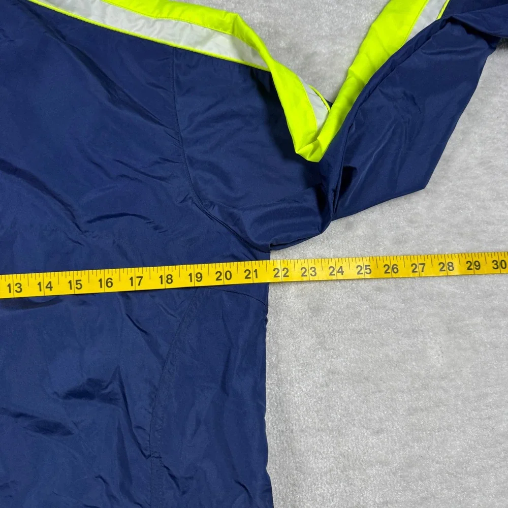 Adidas Windbreaker Mens‎ M Navy Blue Neon Yellow Vintage Track Jacket Full Zip